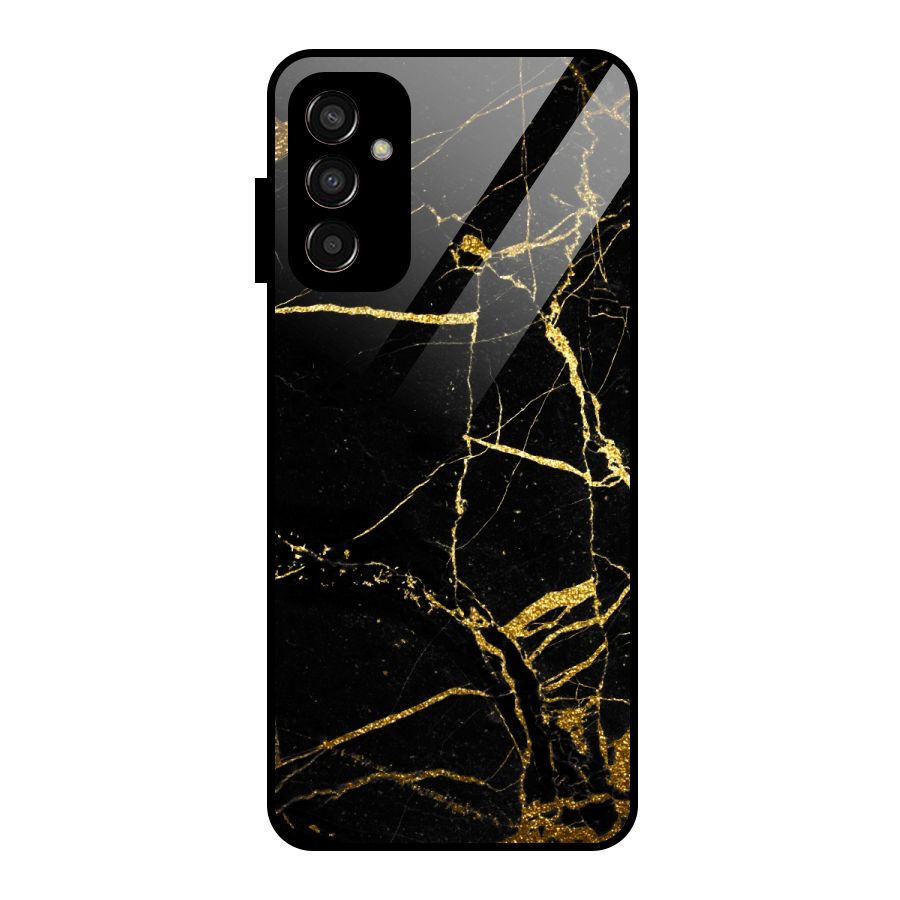 Black And Gold Design Glass Back Case for Galaxy F13