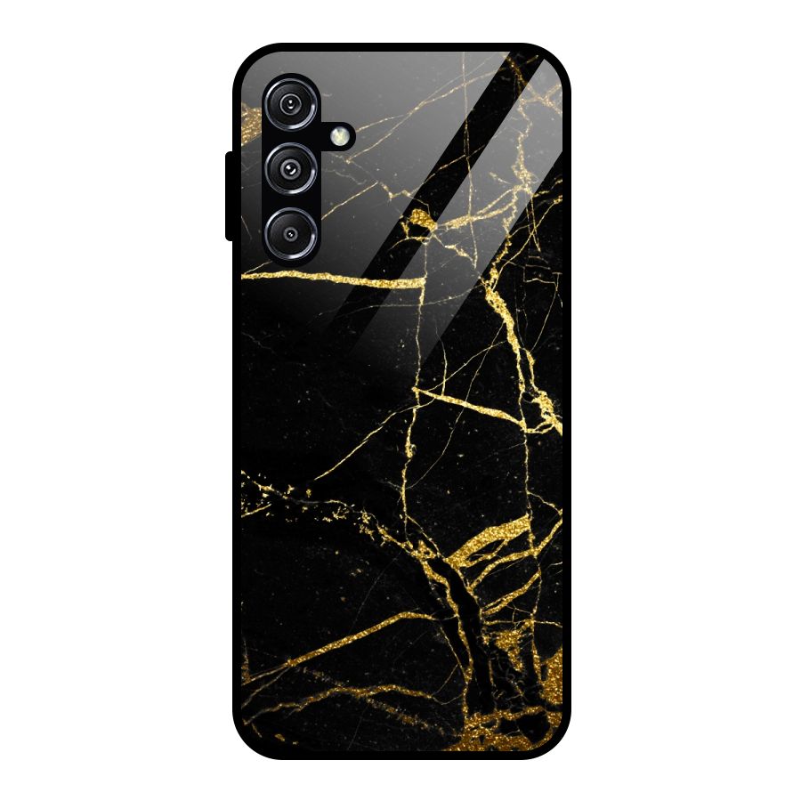 Black And Gold Design Glass Back Case for Galaxy M34 5G