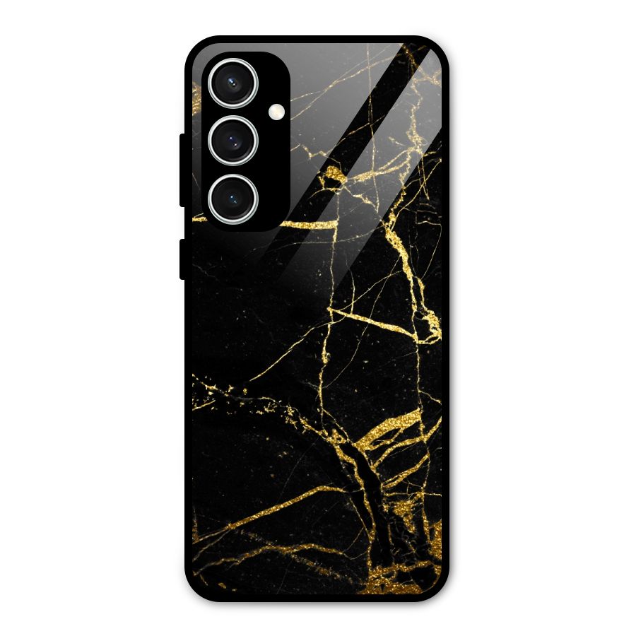 Black And Gold Design Glass Back Case for Galaxy S23 FE