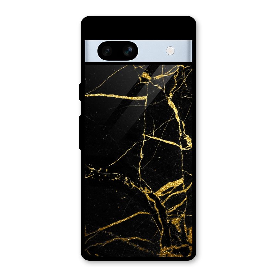 Black And Gold Design Glass Back Case for Google Pixel 7a
