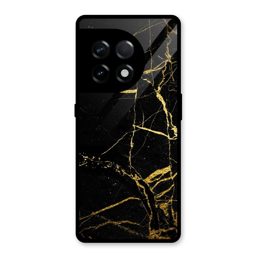 Black And Gold Design Glass Back Case for OnePlus 11R