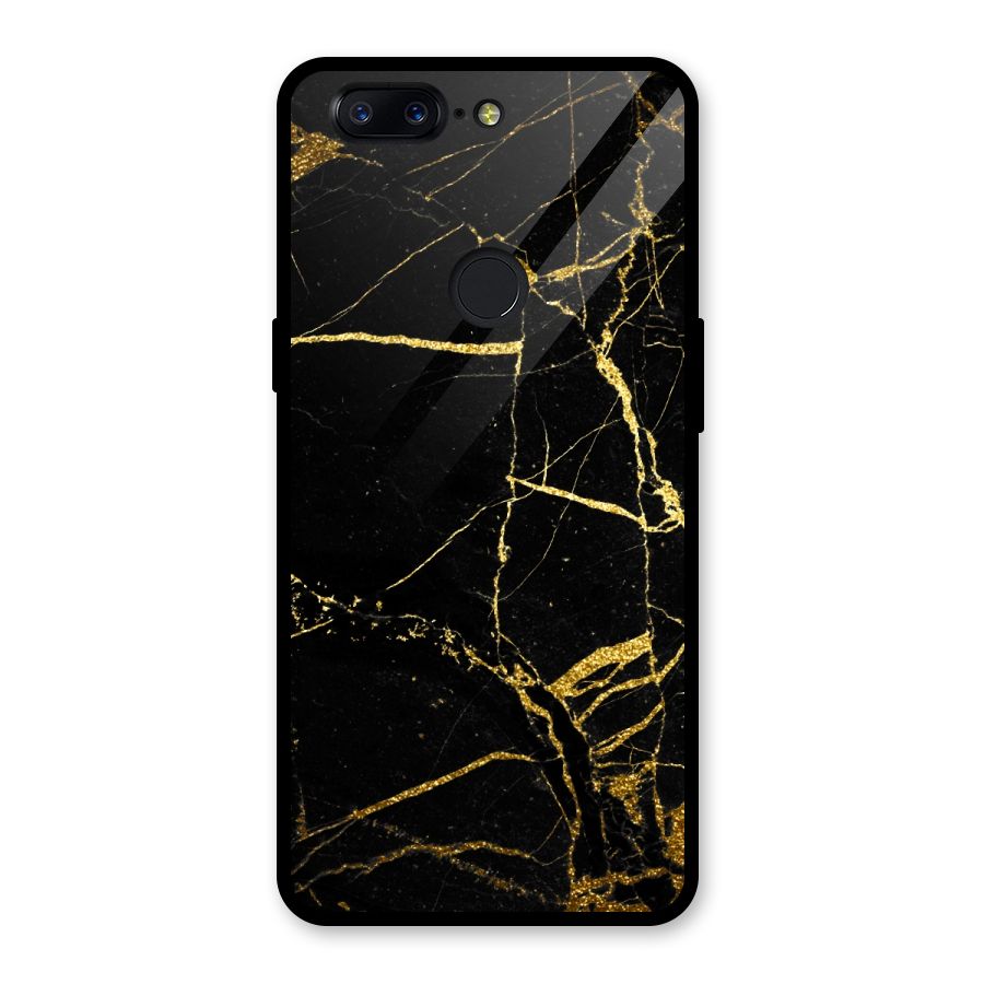 Black And Gold Design Glass Back Case for OnePlus 5T