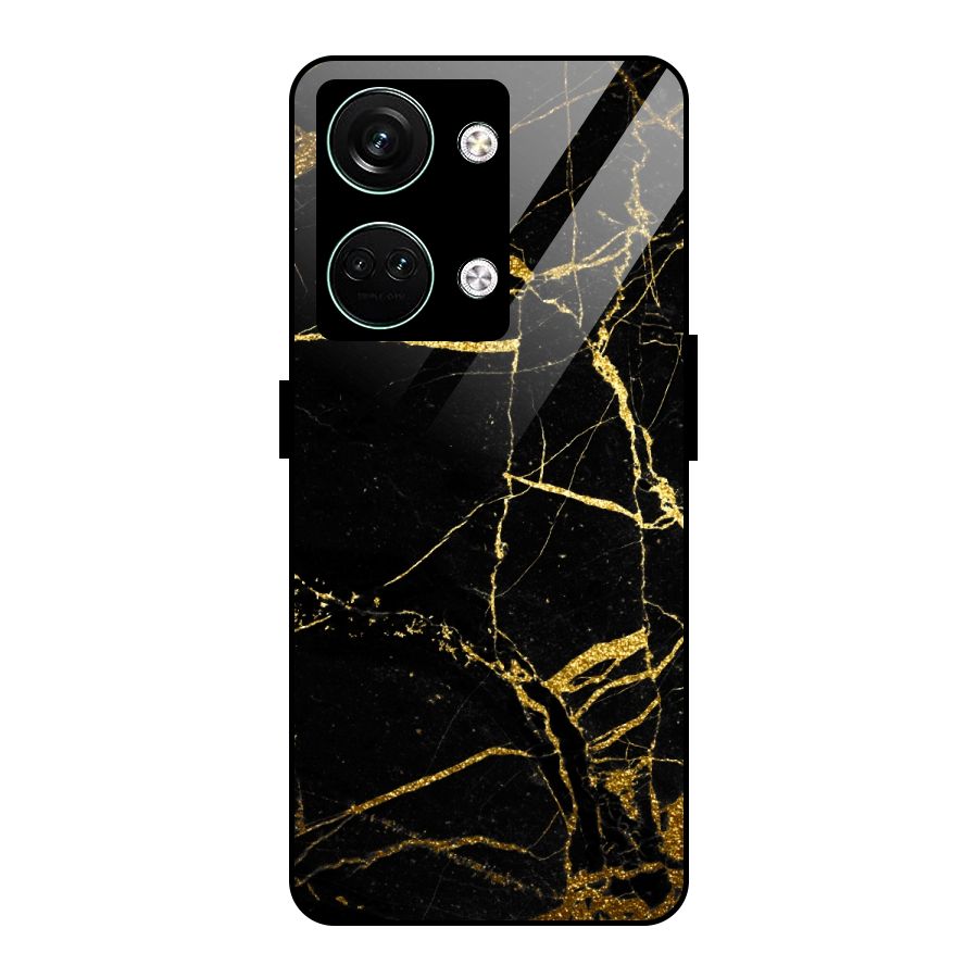 Black And Gold Design Glass Back Case for Oneplus Nord 3