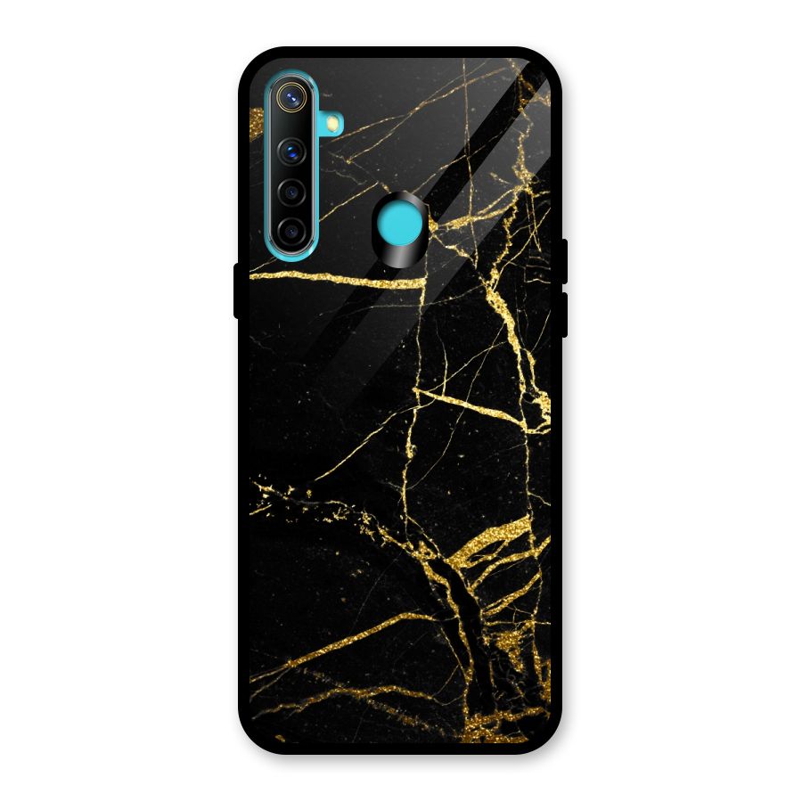 Black And Gold Design Glass Back Case for Realme 5i