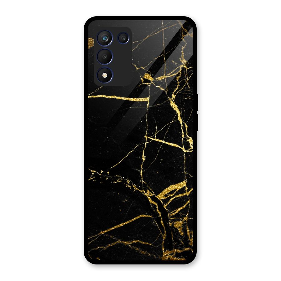 Black And Gold Design Glass Back Case for Realme 9 5G Speed