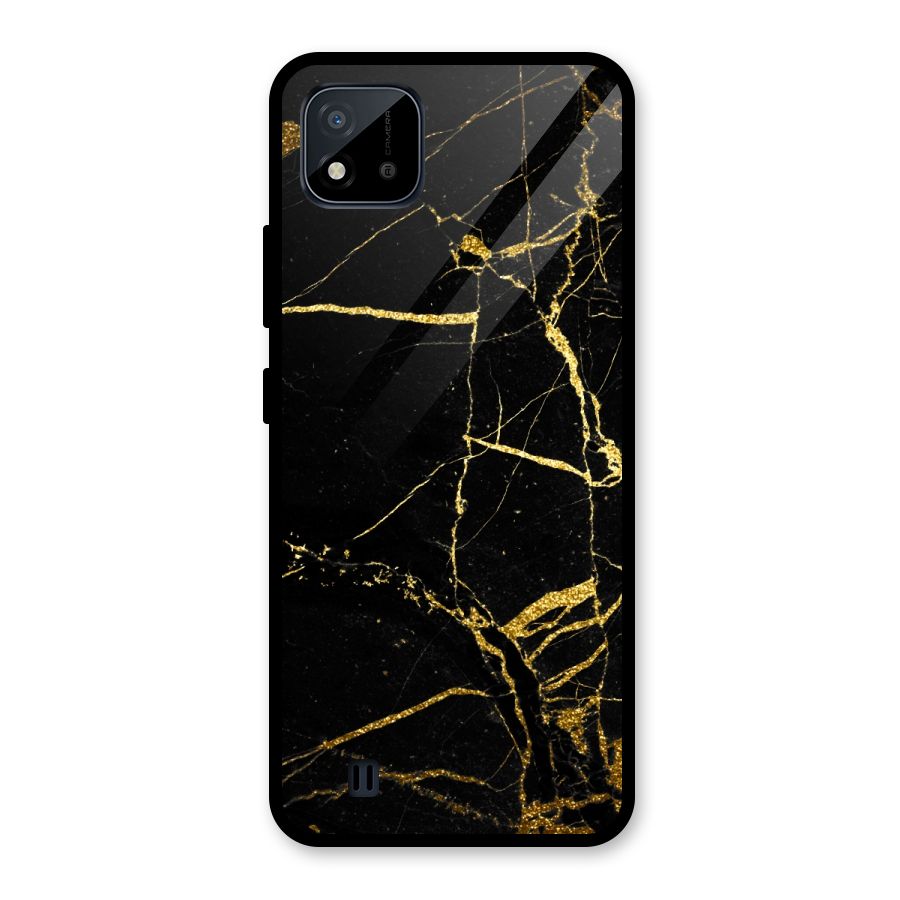 Black And Gold Design Glass Back Case for Realme C11 2021