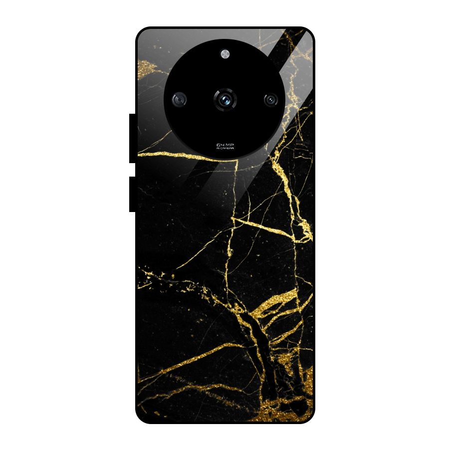 Black And Gold Design Glass Back Case for Realme Narzo 60 5G
