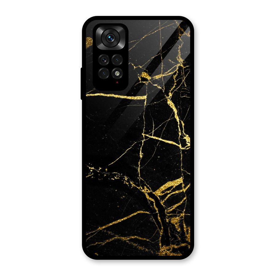 Black And Gold Design Glass Back Case for Redmi Note 11S