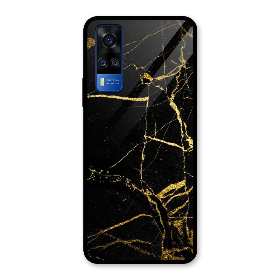 Black And Gold Design Glass Back Case for Vivo Y31