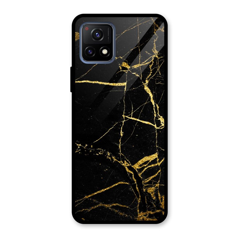 Black And Gold Design Glass Back Case for Vivo Y72 5G