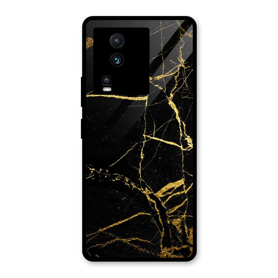 Black And Gold Design Glass Back Case for Vivo iQOO Neo 7 Pro