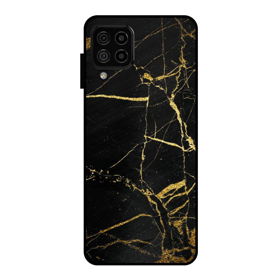Black And Gold Design Metal Back Case for Galaxy A22 4G