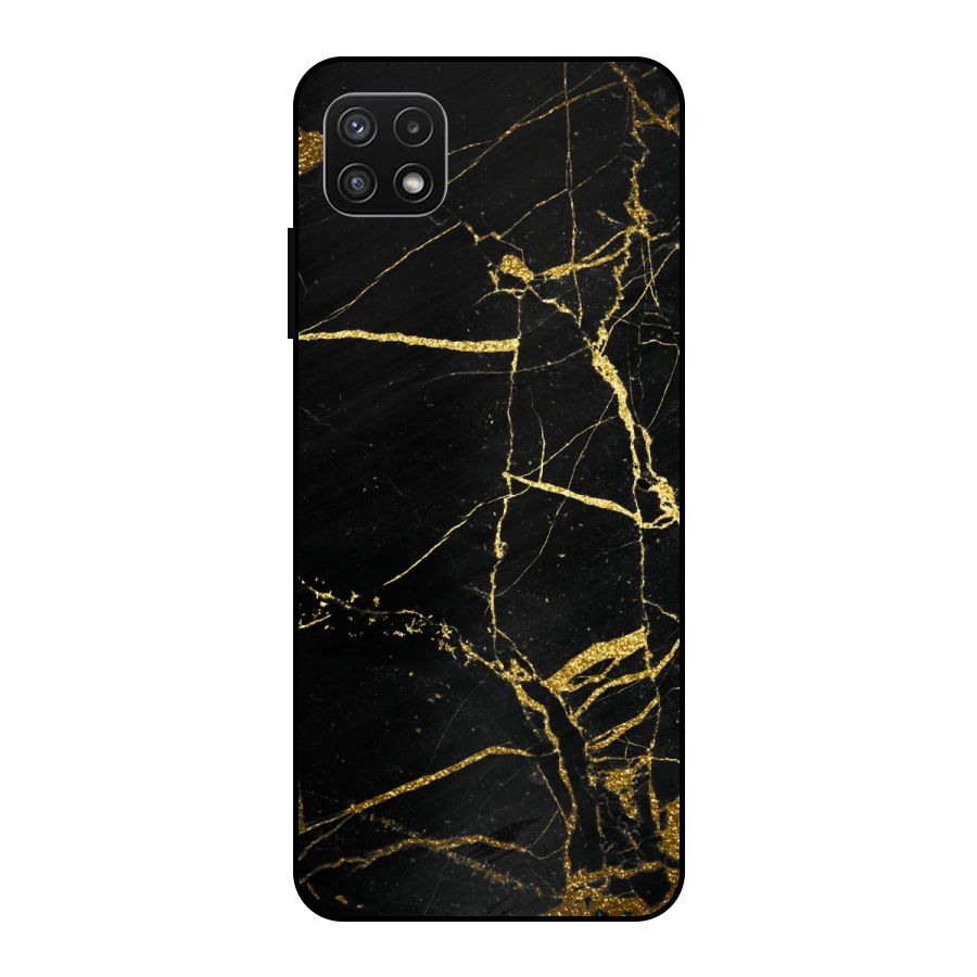 Black And Gold Design Metal Back Case for Galaxy A22 5G