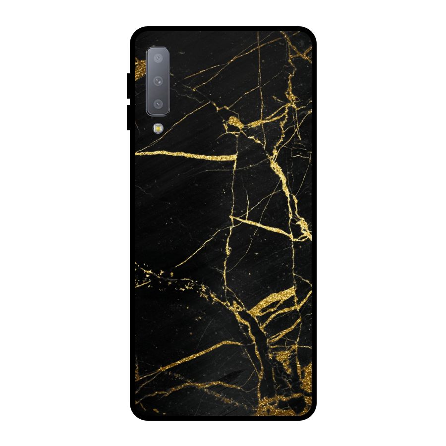 Black And Gold Design Metal Back Case for Galaxy A7 (2018)