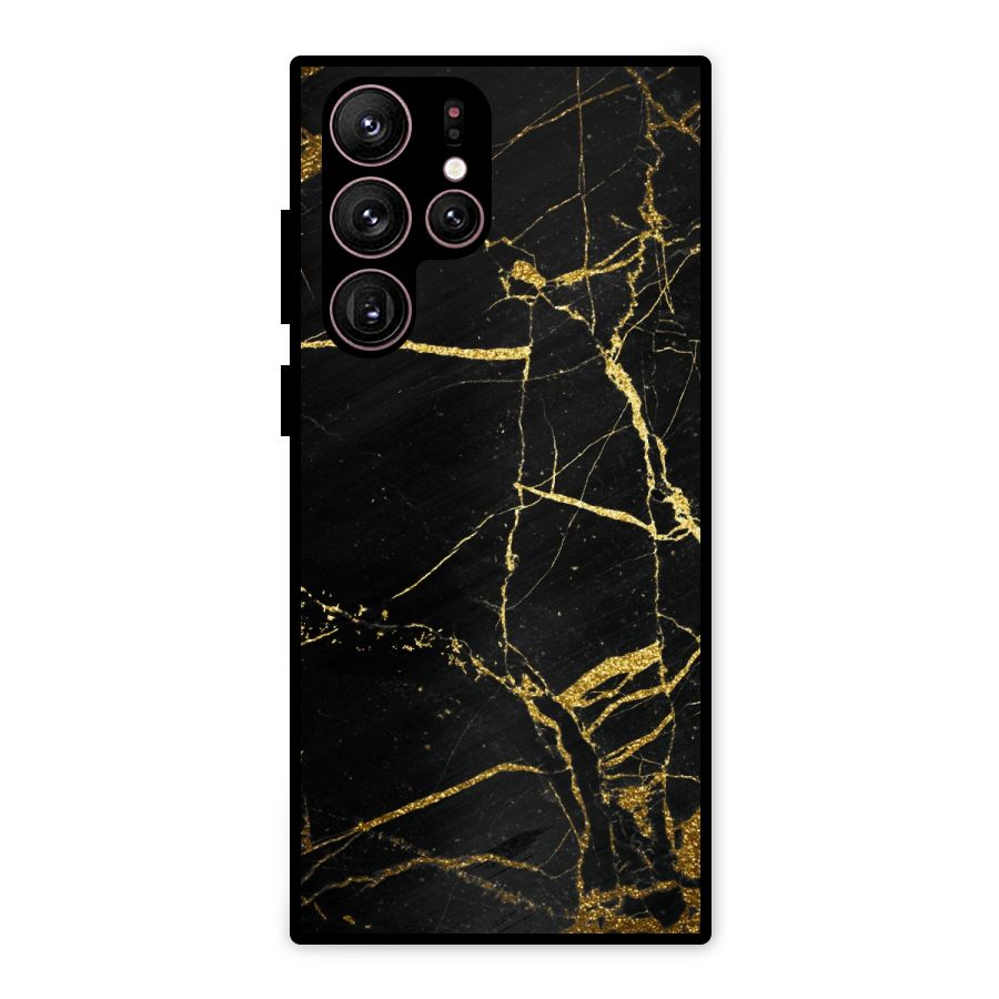 Black And Gold Design Metal Back Case for Galaxy S22 Ultra 5G