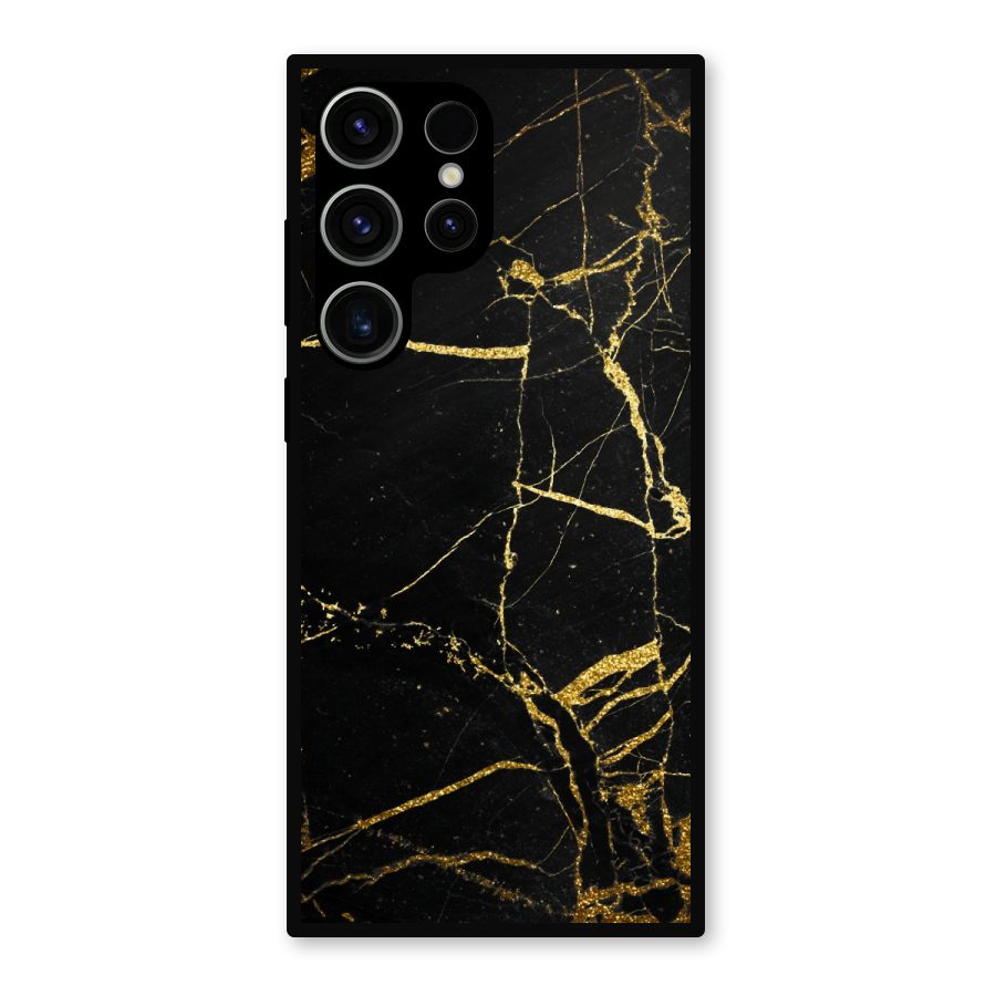 Black And Gold Design Metal Back Case for Galaxy S23 Ultra