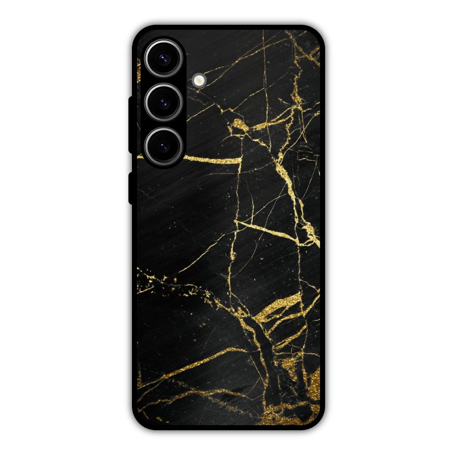 Black And Gold Design Metal Back Case for Galaxy S24 Plus