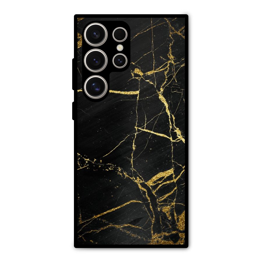 Black And Gold Design Metal Back Case for Galaxy S24 Ultra