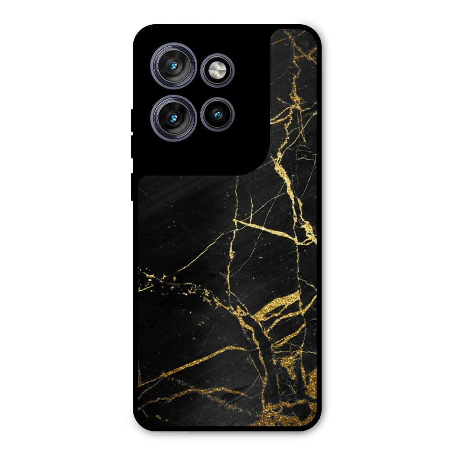 Black And Gold Design Metal Back Case for Motorola Edge 50 Neo