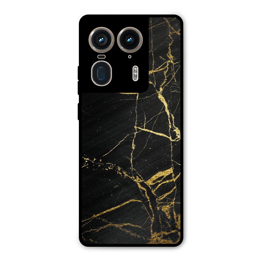 Black And Gold Design Metal Back Case for Motorola Edge 50 Ultra