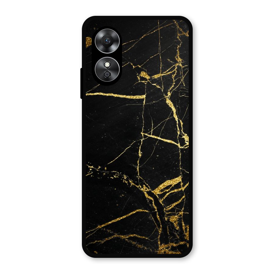 Black And Gold Design Metal Back Case for Oppo A17