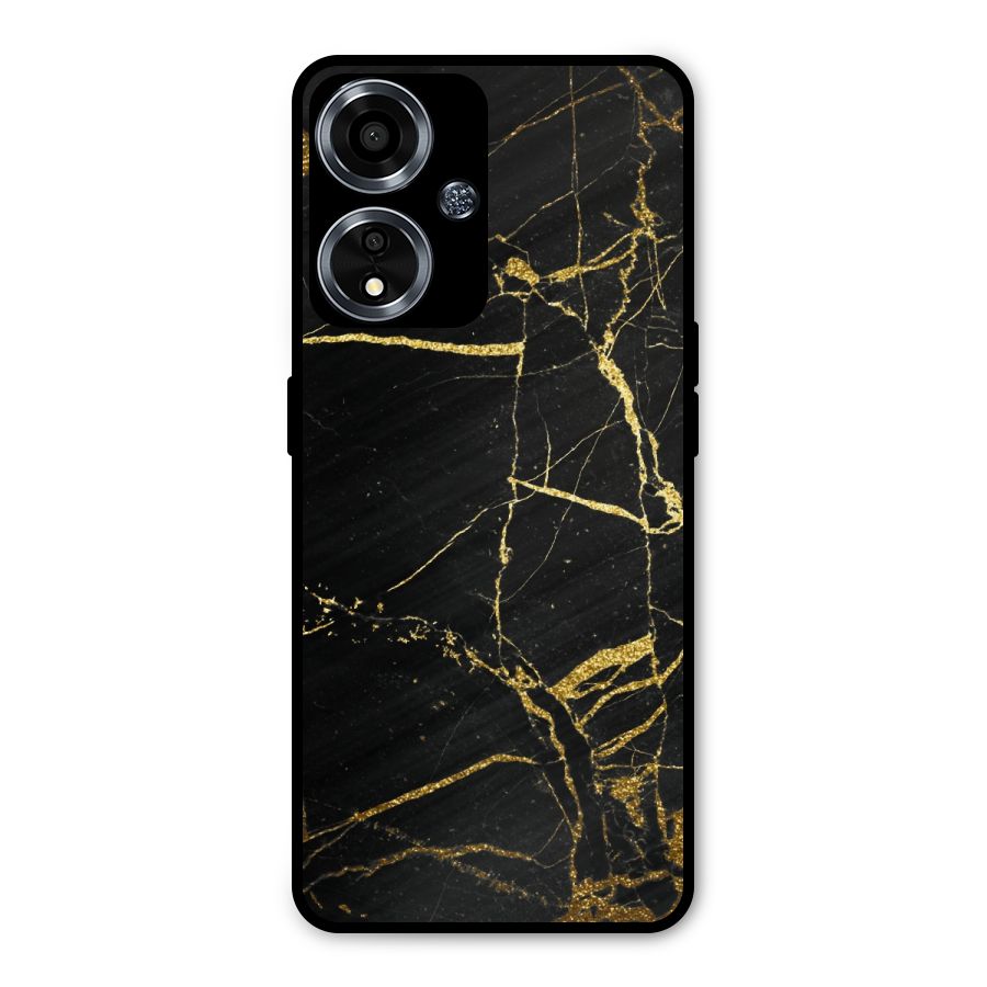 Black And Gold Design Metal Back Case for Oppo A59