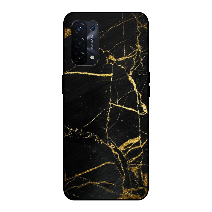 Black And Gold Design Metal Back Case for Oppo A74 5G
