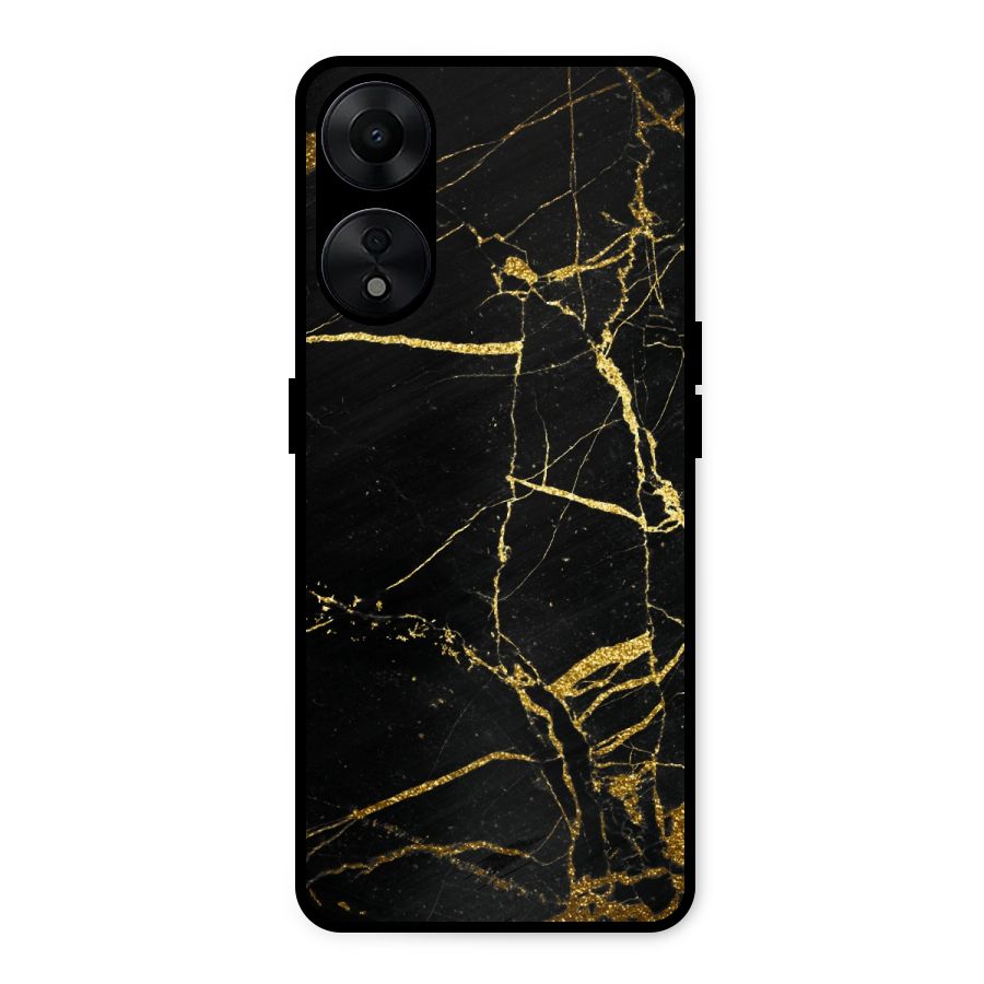 Black And Gold Design Metal Back Case for Oppo A78 5G