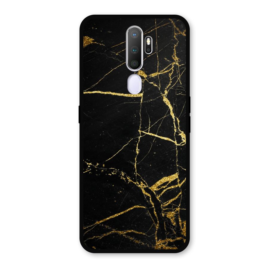 Black And Gold Design Metal Back Case for Oppo A9 (2020)