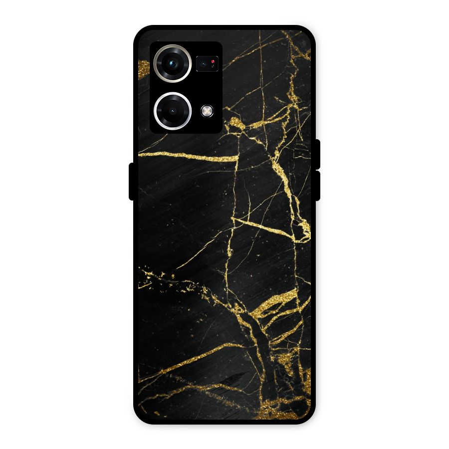 Black And Gold Design Metal Back Case for Oppo F21 Pro 4G