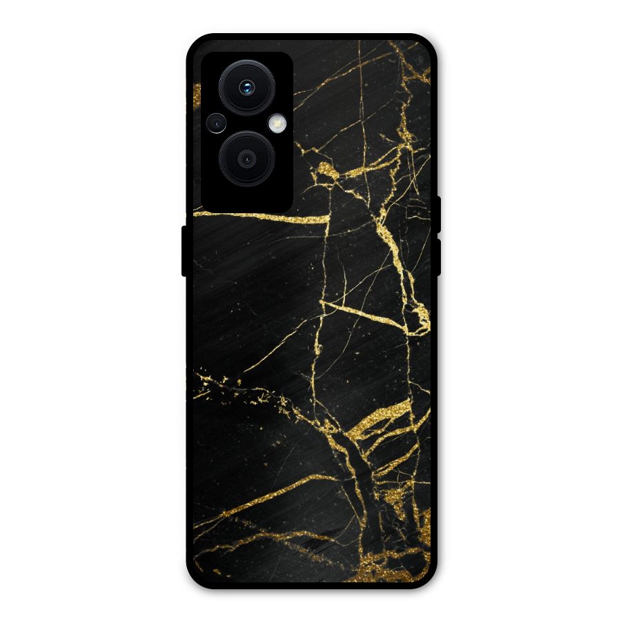 Black And Gold Design Metal Back Case for Oppo F21s Pro 5G