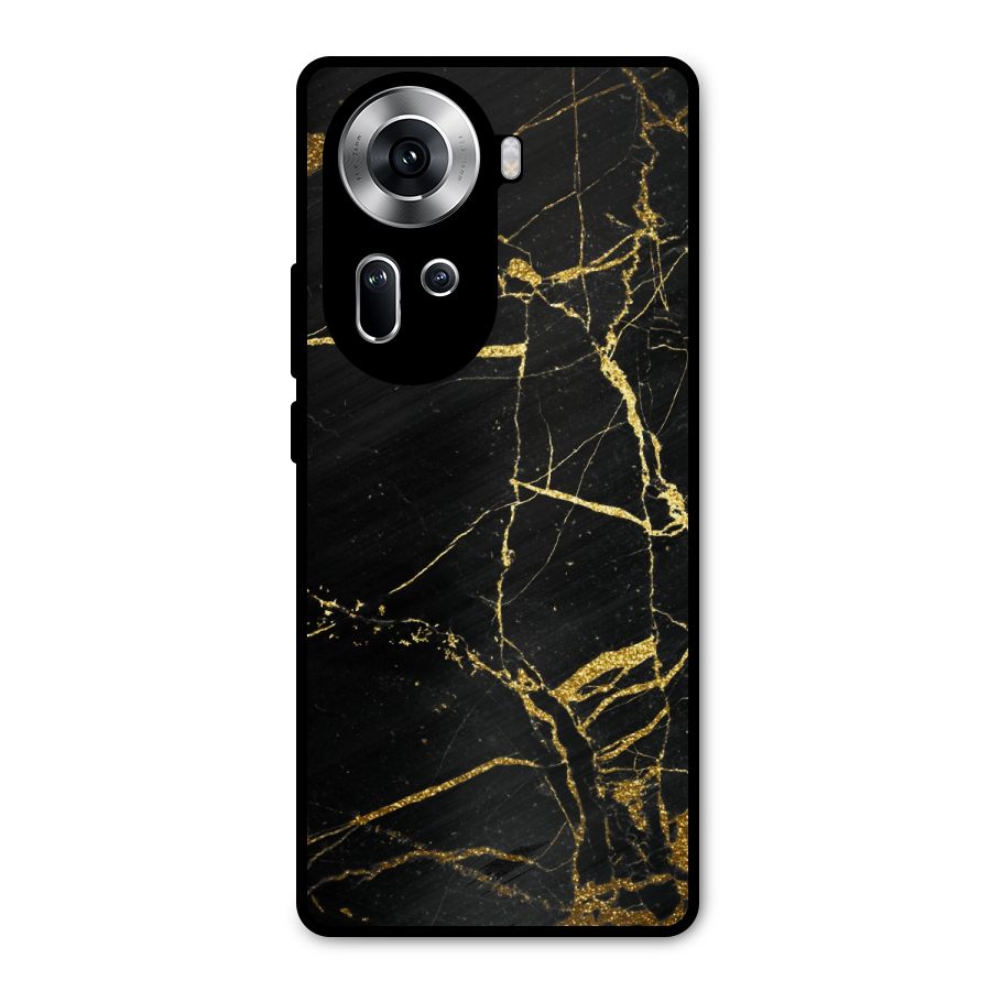 Black And Gold Design Metal Back Case for Oppo Reno11 5G
