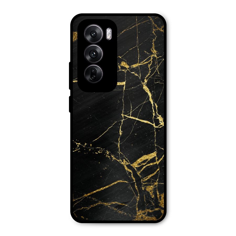 Black And Gold Design Metal Back Case for Oppo Reno12