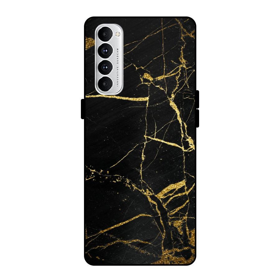 Black And Gold Design Metal Back Case for Oppo Reno4 Pro