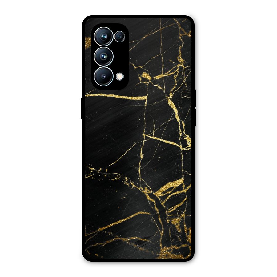 Black And Gold Design Metal Back Case for Oppo Reno5 Pro 5G