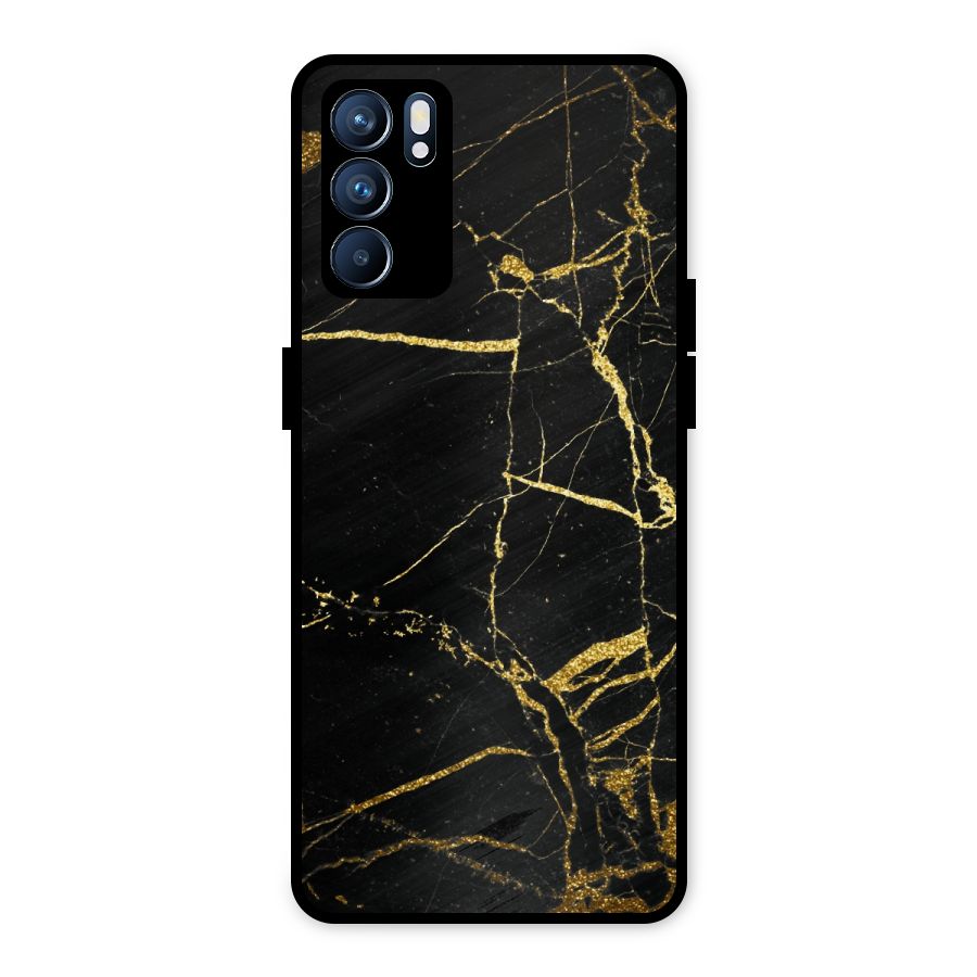 Black And Gold Design Metal Back Case for Oppo Reno6 5G