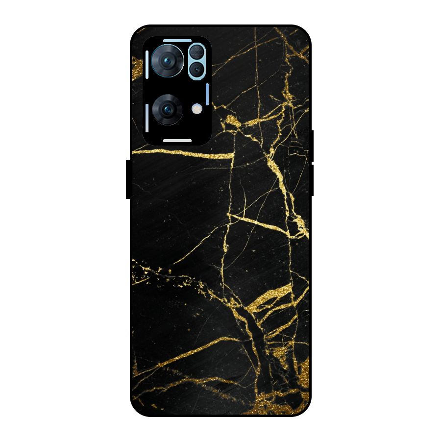 Black And Gold Design Metal Back Case for Oppo Reno7 Pro 5G