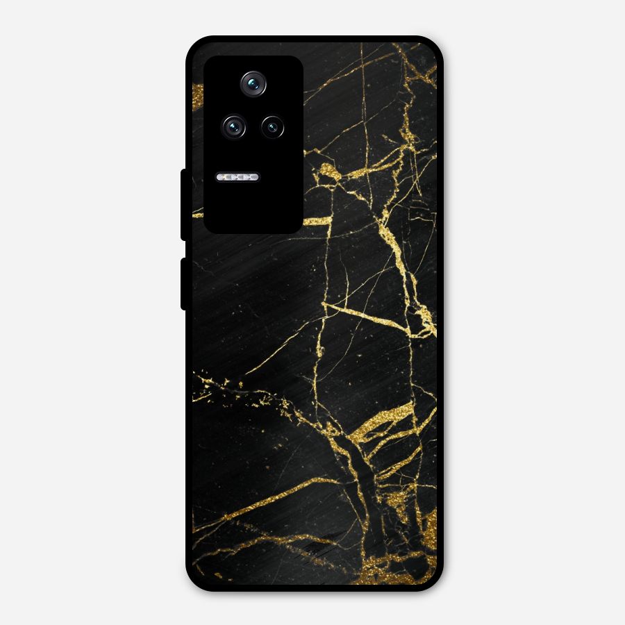 Black And Gold Design Metal Back Case for Poco F4 5G