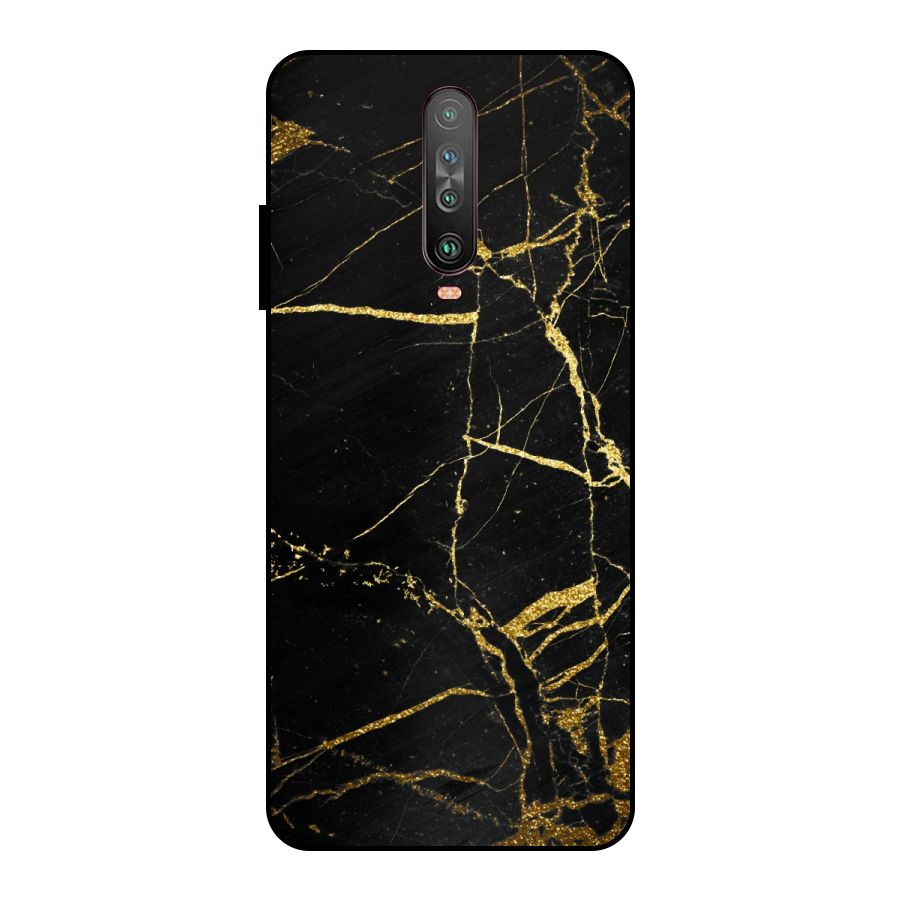 Black And Gold Design Metal Back Case for Poco X2