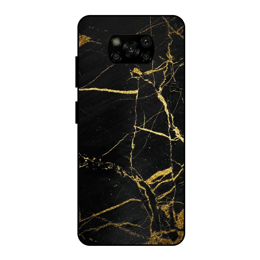 Black And Gold Design Metal Back Case for Poco X3