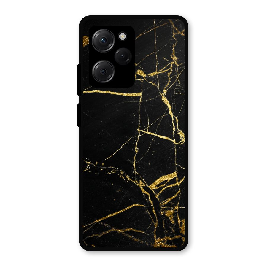 Black And Gold Design Metal Back Case for Poco X5 Pro