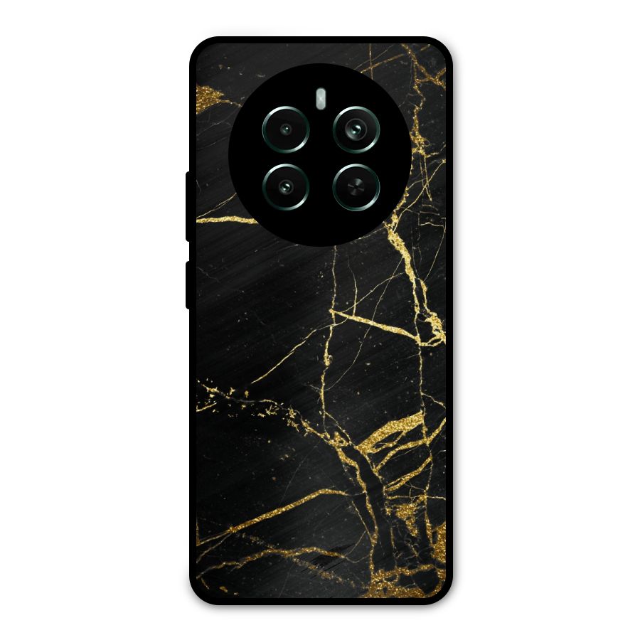 Black And Gold Design Metal Back Case for Realme 12 Plus