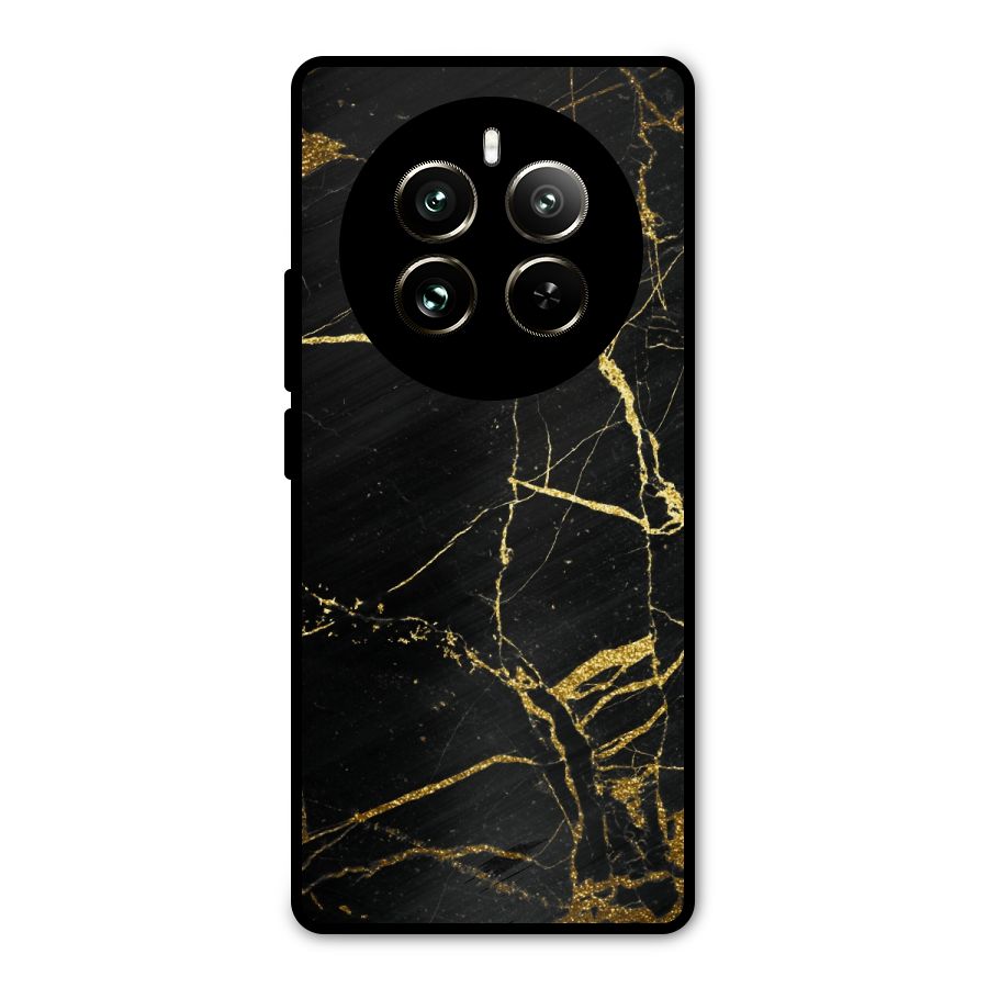 Black And Gold Design Metal Back Case for Realme 12 Pro