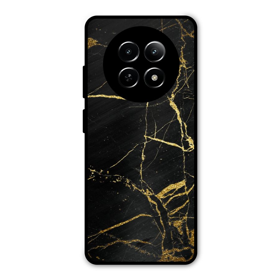 Black And Gold Design Metal Back Case for Realme 12x 5G