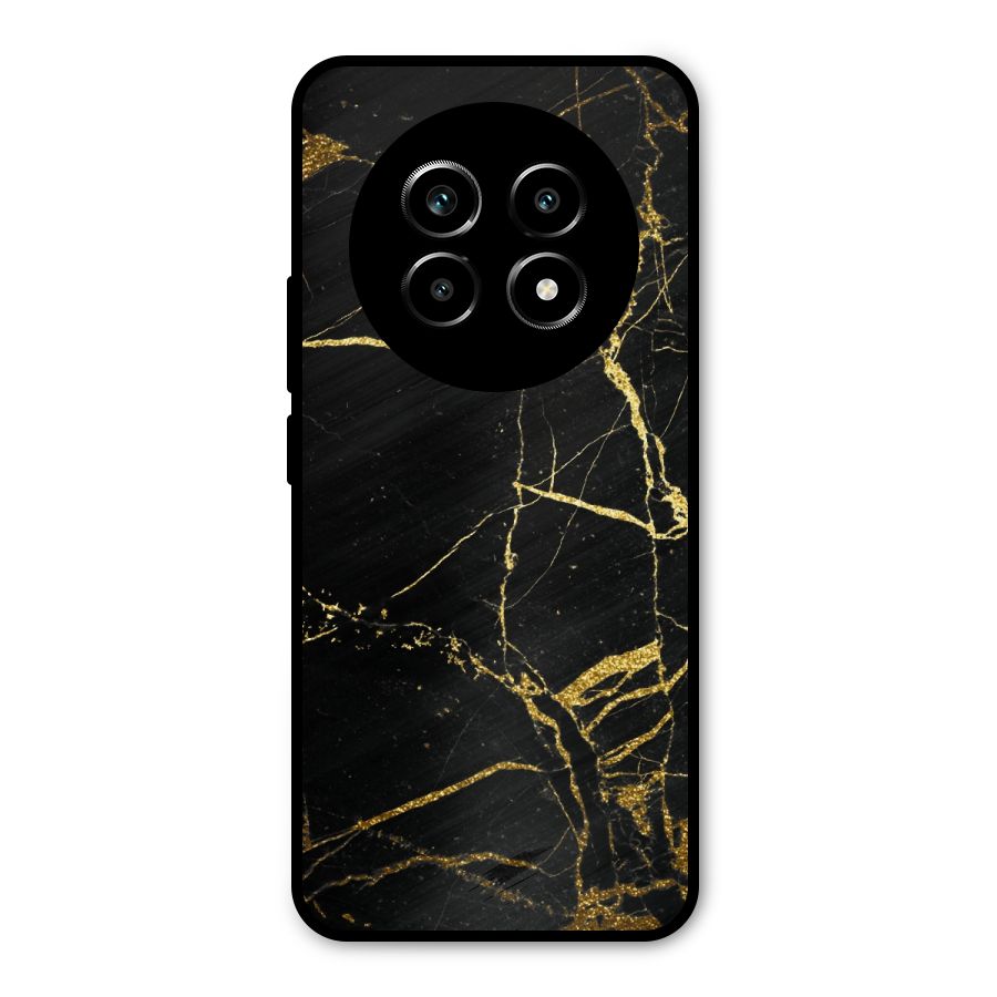 Black And Gold Design Metal Back Case for Realme 13 Pro