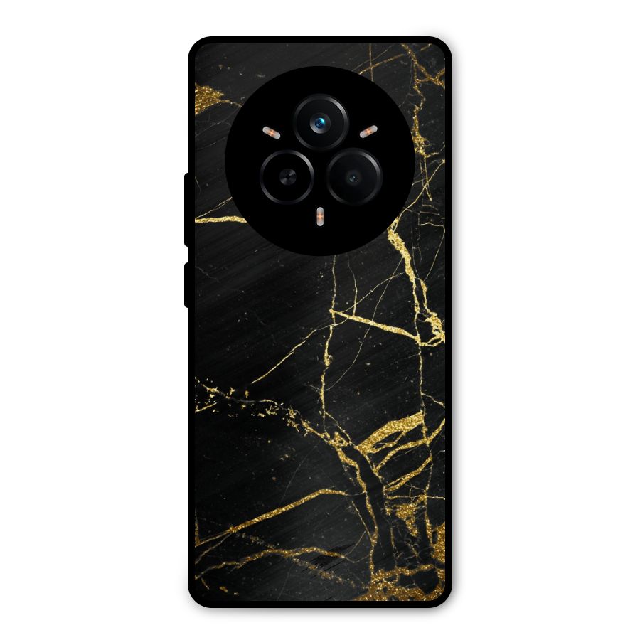 Black And Gold Design Metal Back Case for Realme 14 Pro