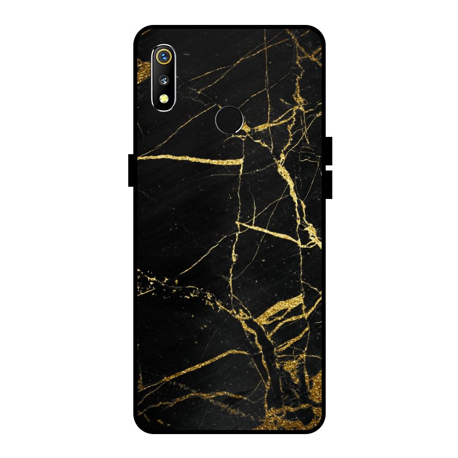 Black And Gold Design Metal Back Case for Realme 3i