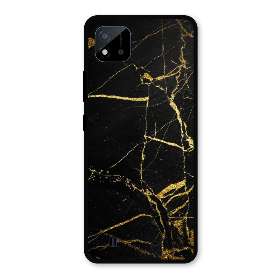 Black And Gold Design Metal Back Case for Realme C11 2021