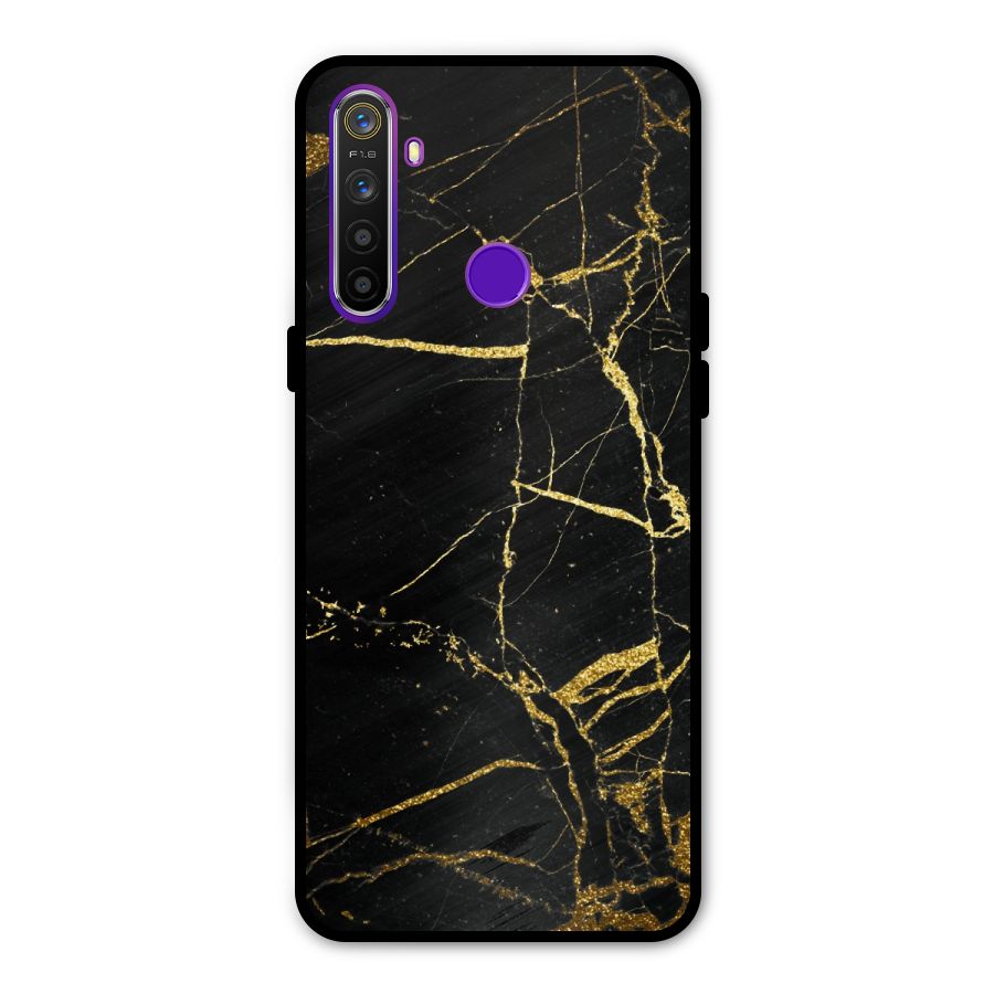 Black And Gold Design Metal Back Case for Realme Narzo 10