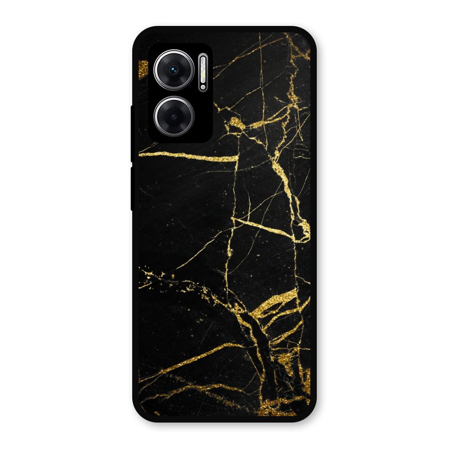 Black And Gold Design Metal Back Case for Redmi 11 Prime 5G